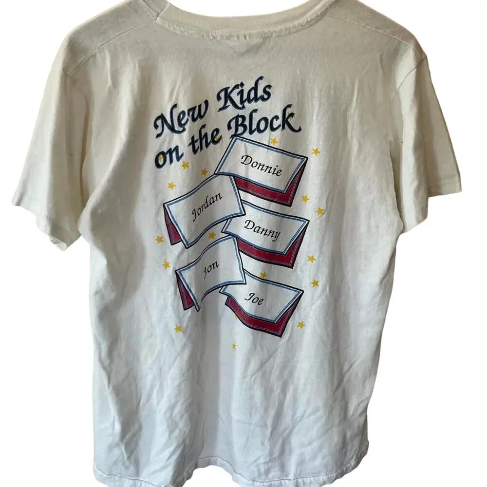 Vintage 80s New Kids on the Block Double Sided Single Stitch Shirt Adult Large